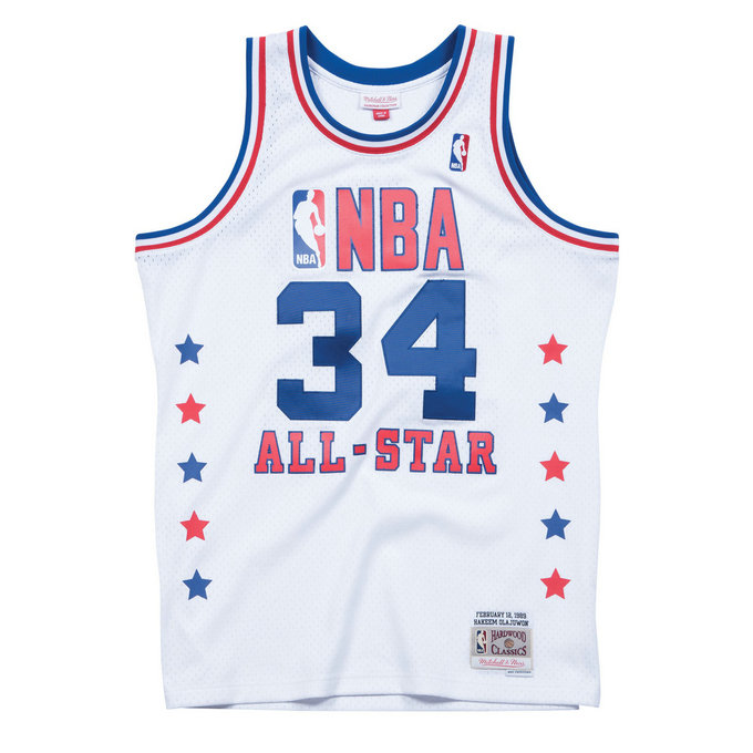 Maillot NBA All-Star Hakeem Olajuwon 1989 West Swingman Mitchell&Ness Blanc