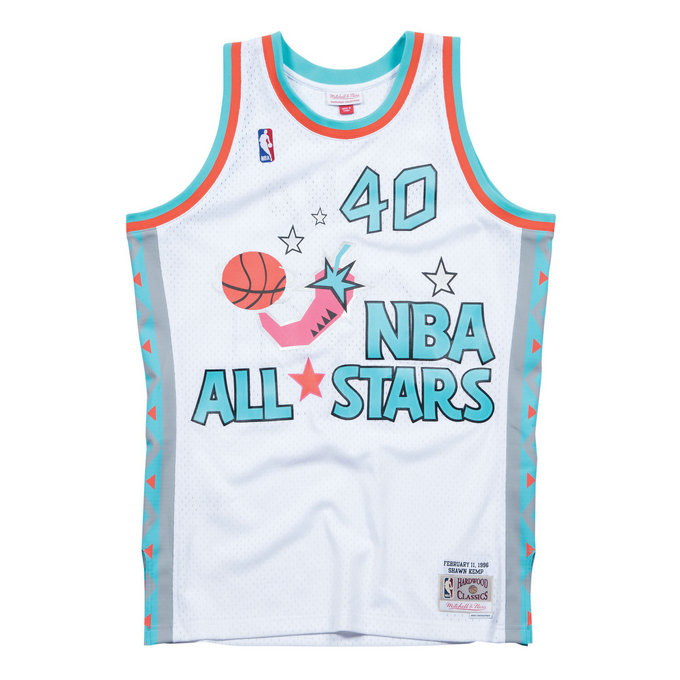 Maillot NBA All-Star Shawn Kemp 1996 West Swingman Mitchell&Ness Blanc