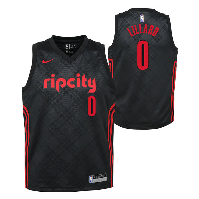 Maillot NBA Enfant Damian Lillard City Edition Portland Blazers Swingman Noir