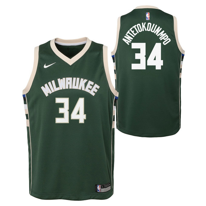 Maillot NBA Enfant Giannis Antetokounmpo Milwaukee Bucks Swingman Vert