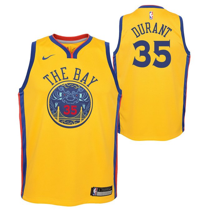 Maillot NBA Enfant Kevin Durant City Edition GS Warriors Swingman Jaune