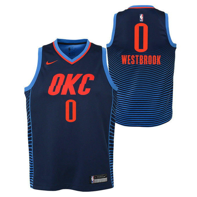 Maillot NBA Enfant Russel Westbrook OKC Thunder Swingman Statement Bleu