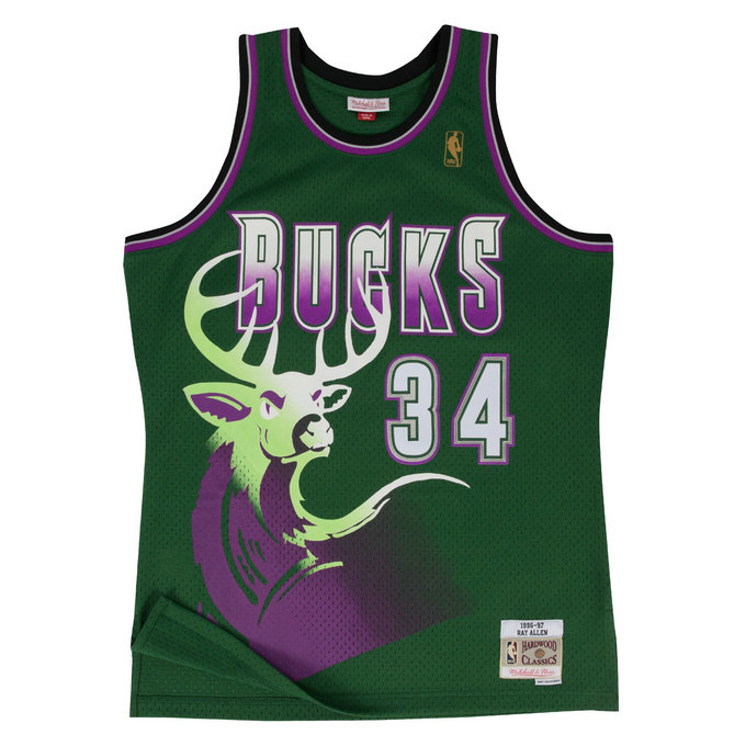 Maillot NBA Ray Allen Milwaukee Bucks 1996-97 Swingman Mitchell&Ness Vert