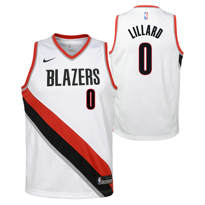 Swingman Association Jersey Pl Trailblzrs Lillard Damian Nba Blanc