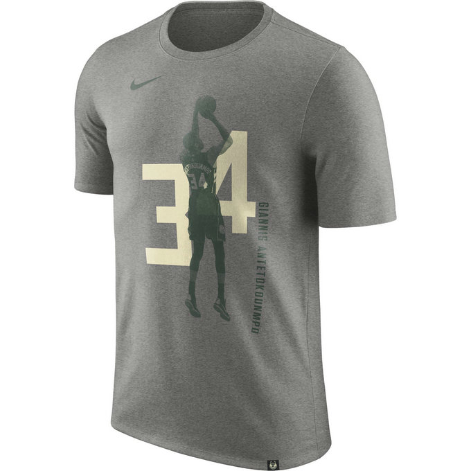 T-shirt Giannis Antetokounmpo Milwaukee Bucks Dry Gris