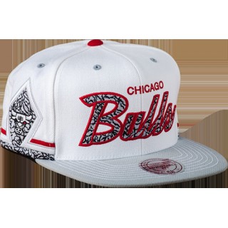 Casquette Katrina 3 Chicago Bulls Mitchell&Ness Snapback Blanc Vendre