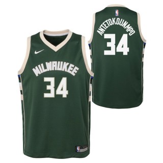 Acheter des Nouveau Maillot NBA Enfant Giannis Antetokounmpo Milwaukee Bucks Swingman Vert