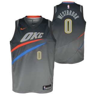 Maillot NBA Enfant Russel Westbrook City Edition OKC Thunder Swingman Gris Paris Boutique