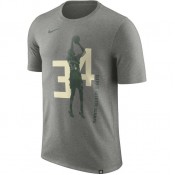 Soldes T-shirt Giannis Antetokounmpo Milwaukee Bucks Dry Gris