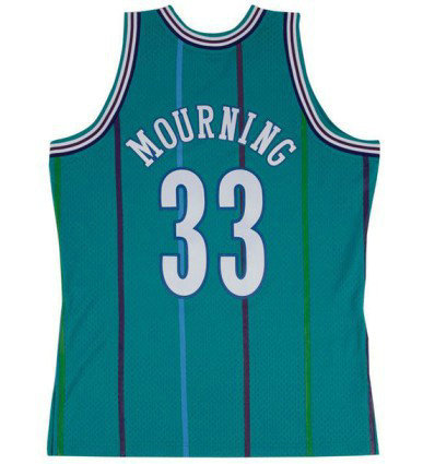 Maillot NBA Alonzo Mourning Charlotte Hornets Swingman Mitchell&Ness Bleu