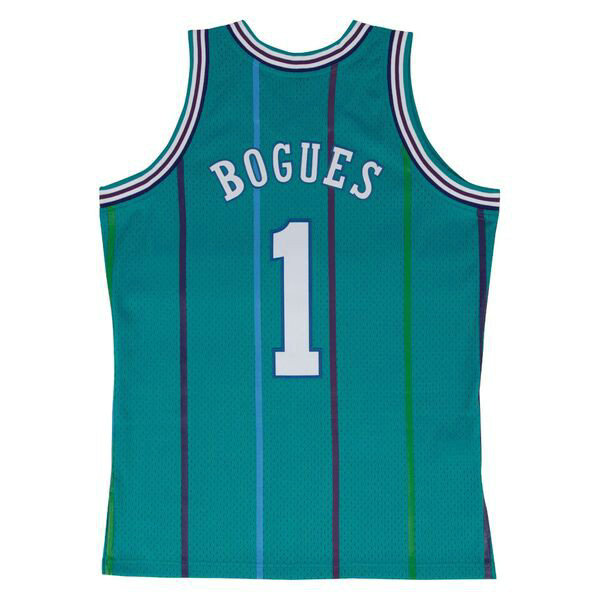 Maillot NBA Muggsy Bogues Charlotte Hornets 1992-93 Swingman Mitchell&Ness Bleu