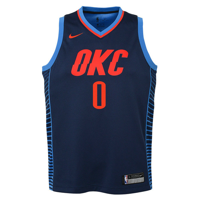 Maillot NBA Enfant Russel Westbrook OKC Thunder Swingman Statement Bleu