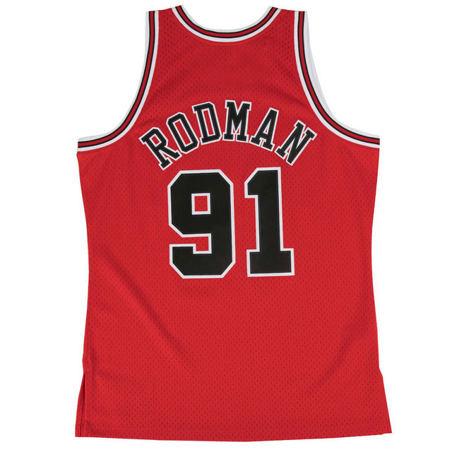 Maillot NBA Dennis Rodman Chicago Bulls 1997-98 Road Swingman Mitchell&Ness Rouge