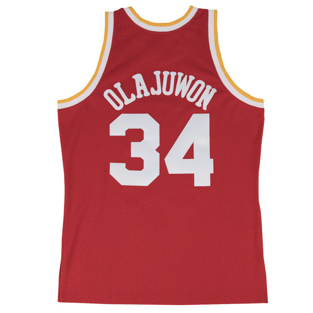 Maillot NBA Hakeem Olajuwon Houston Rockets 1993-94 Road Swingman Mitchell&Ness Rouge