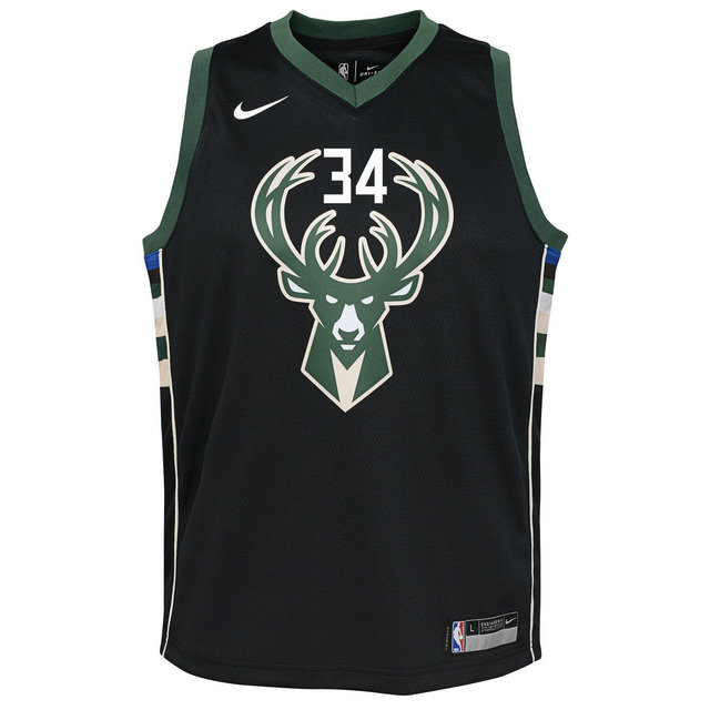 Maillot NBA Enfant Giannis Antetokounmpo Milwaukee Bucks Swingman Statement Noir