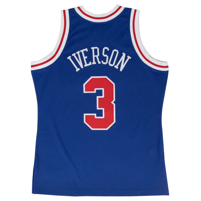 Mailot NBA Allen Iverson Philadelphia 76ers 1996-97 Swingman Mitchell&Ness Bleu