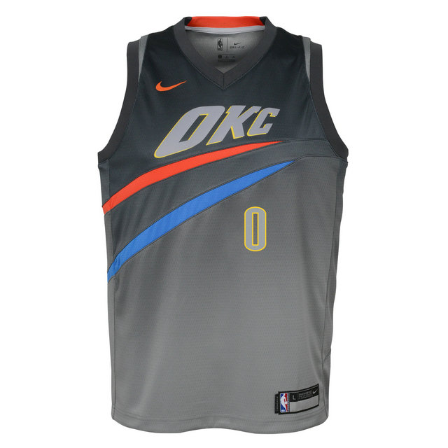 Maillot NBA Enfant Russel Westbrook City Edition OKC Thunder Swingman Gris