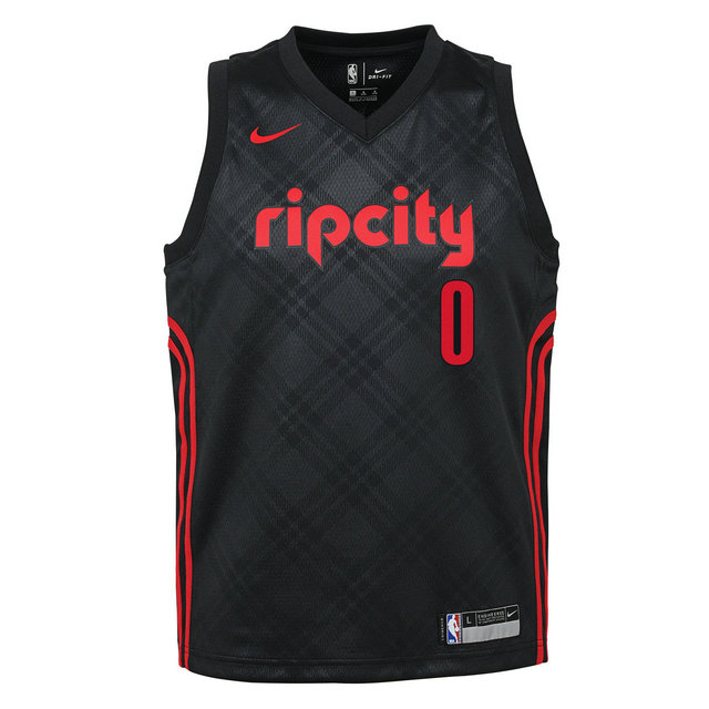 Maillot NBA Enfant Damian Lillard City Edition Portland Blazers Swingman Noir